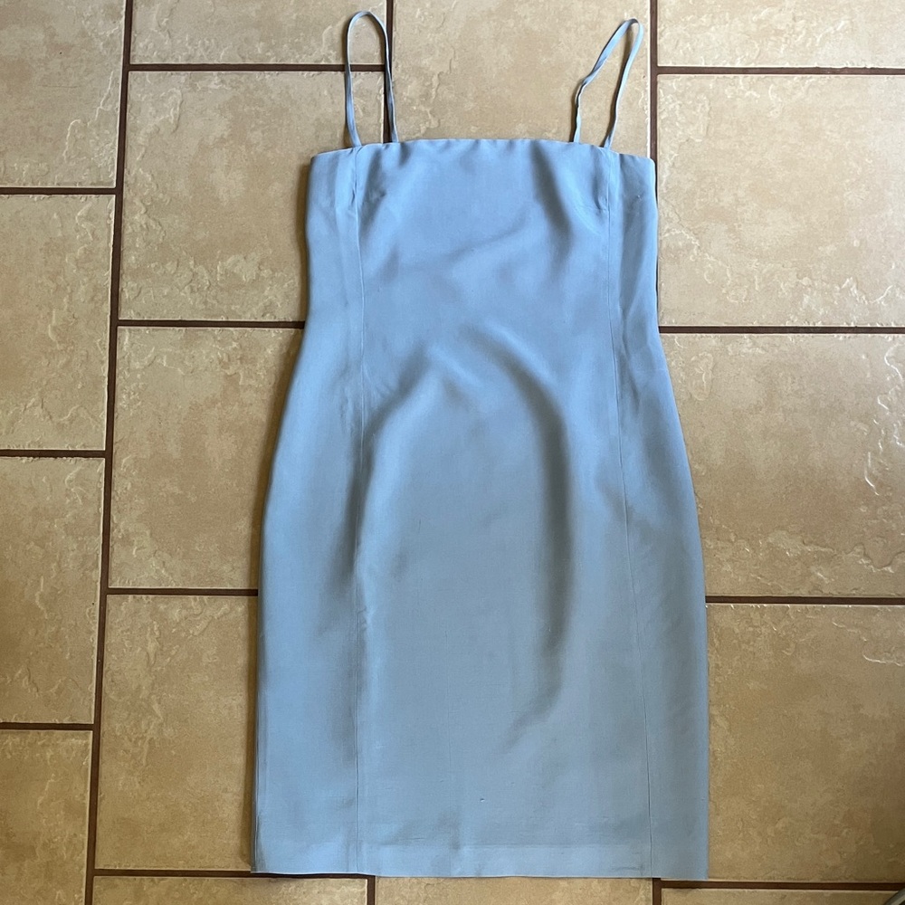 Vintage 90s Ralph Lauren Baby Blue Spaghetti Strap Silk Dress